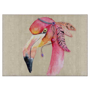 Boho Fiona Flamingo Glass Cutting Board