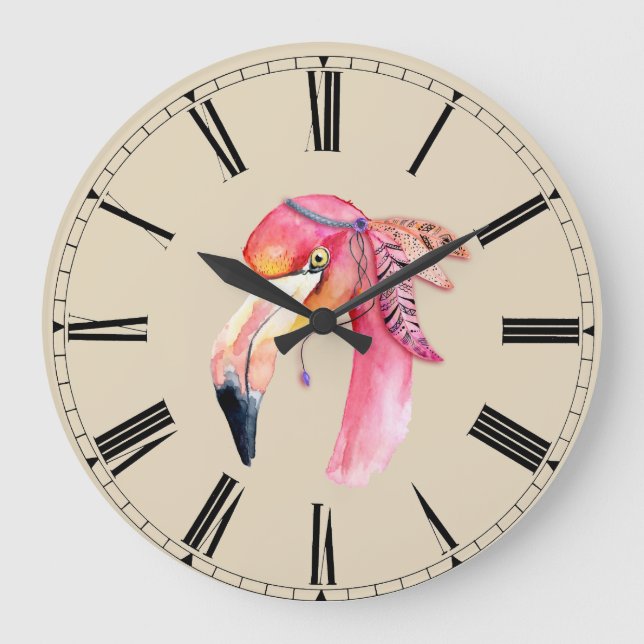 Boho Fiona Flamingo Wall Clock (Front)