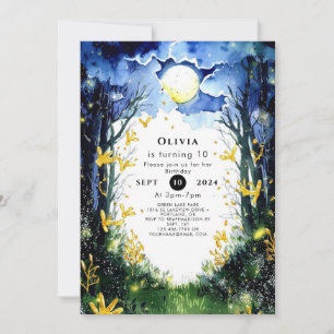 Boho Firefly Woodland Birthday Invitation
