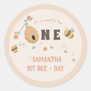 Boho First bee day 1st bee birthday Classic Round Sticker