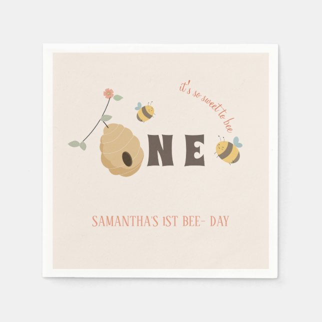 Boho First bee day 1st bee birthday Napkin (Front)