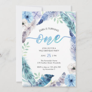 Boho first Birthday party Invitation