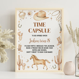 Boho First Rodeo Birthday Time Capsule sign