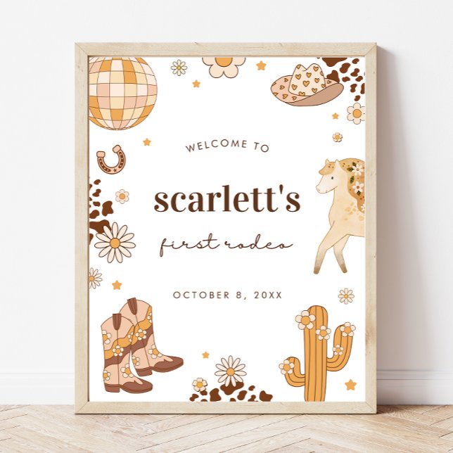 Boho First Rodeo Cowgirl Birthday Welcome Sign (Creator Uploaded)