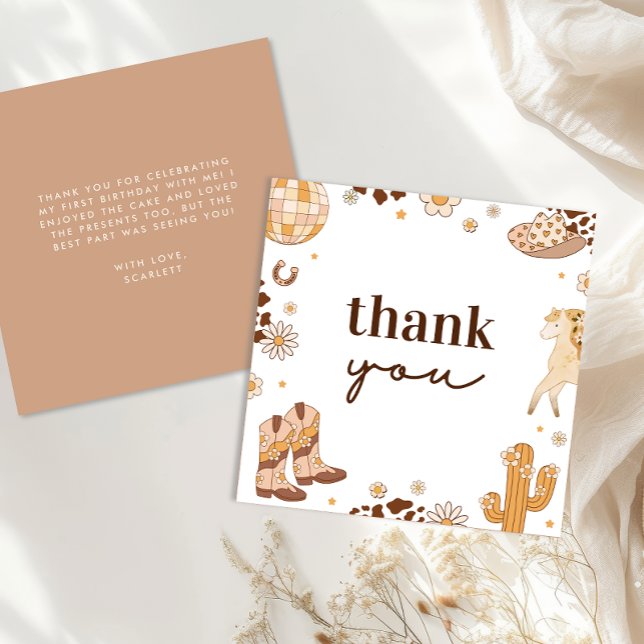 Boho First Rodeo Cowgirl Thank You Cards (Creator Uploaded)