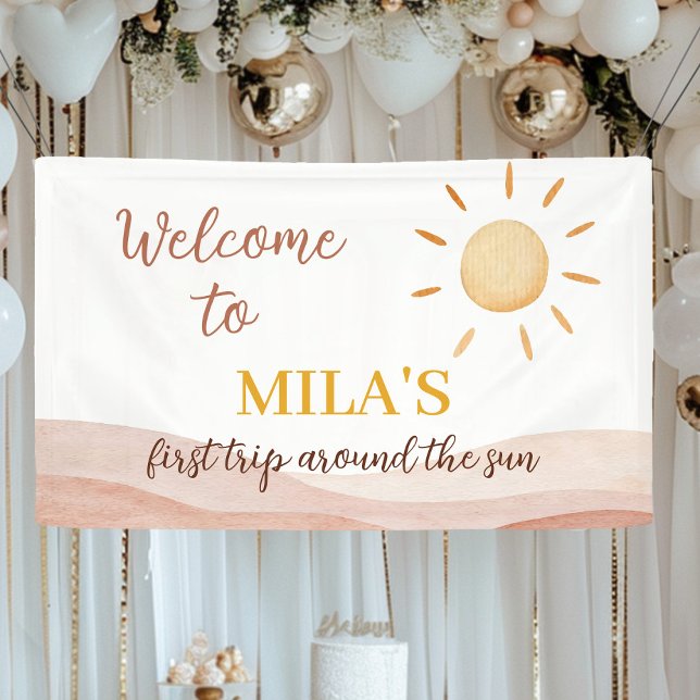 Boho First Trip Around Sun Birthday Banner (Creator Uploaded)