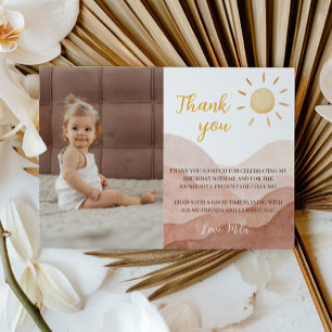 Boho First Trip Around Sun Thank You Card Birthday