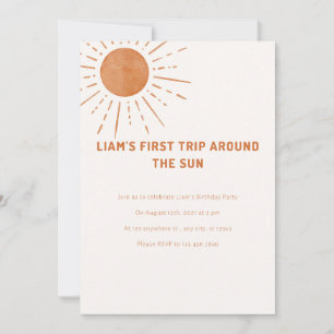 Boho First Trip Around The Sun 1st Birthday Invita Invitation