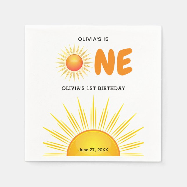 Boho First Trip Around the Sun 1st Birthday  Napkin (Front)