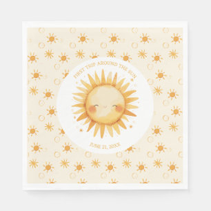 Boho First Trip Around The Sun 1st Birthday Napkin