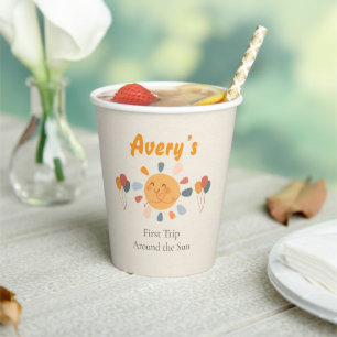Boho First Trip Around the Sun 1st Birthday Paper Cups