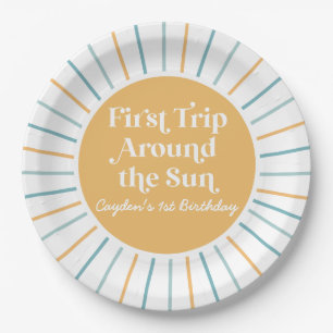 Boho First Trip Around the Sun 1st birthday Paper  Plate