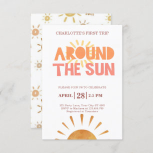 Boho First Trip Around The Sun 1st Birthday Party Invitation