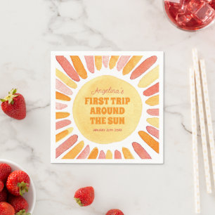Boho First Trip Around the Sun 1st Birthday Party Napkin
