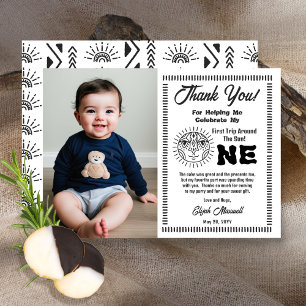 Boho First Trip Around the Sun Birthday Thank You Card