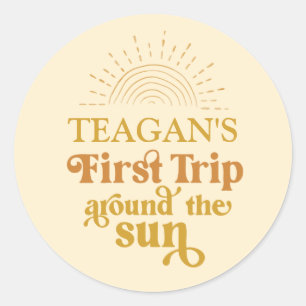 Boho First Trip Around The Sun First Birthday Classic Round Sticker