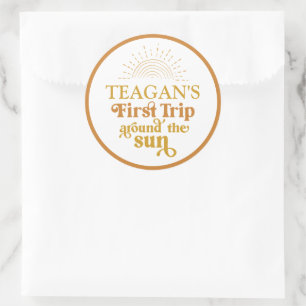 Boho First Trip Around The Sun First Birthday Classic Round Sticker