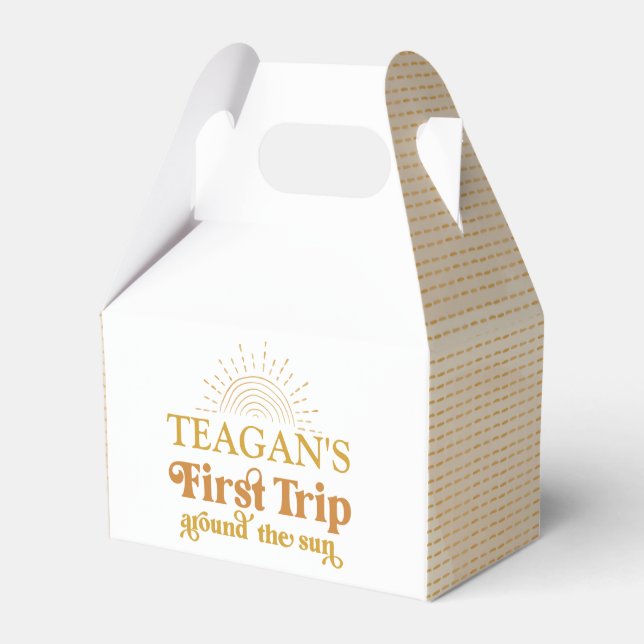 Boho First Trip Around The Sun First Birthday Favour Box (Front Side)