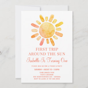 Boho First Trip Around The Sun First Birthday Invi Invitation
