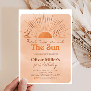 Boho First Trip Around The Sun First Birthday Invitation
