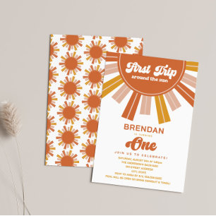 Boho First Trip Around the Sun First Birthday Invitation