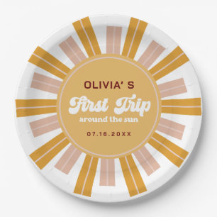 Boho First Trip Around the Sun First Birthday Paper Plate