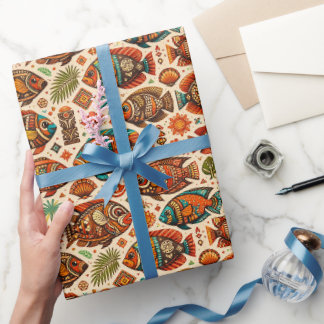 Boho Fish Design Wrapping Paper