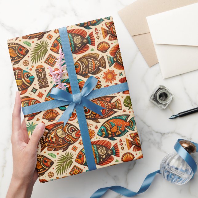 Boho Fish Design Wrapping Paper (Gifting)