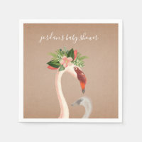 Boho Flamingo Mama + Chick Baby Shower Napkins