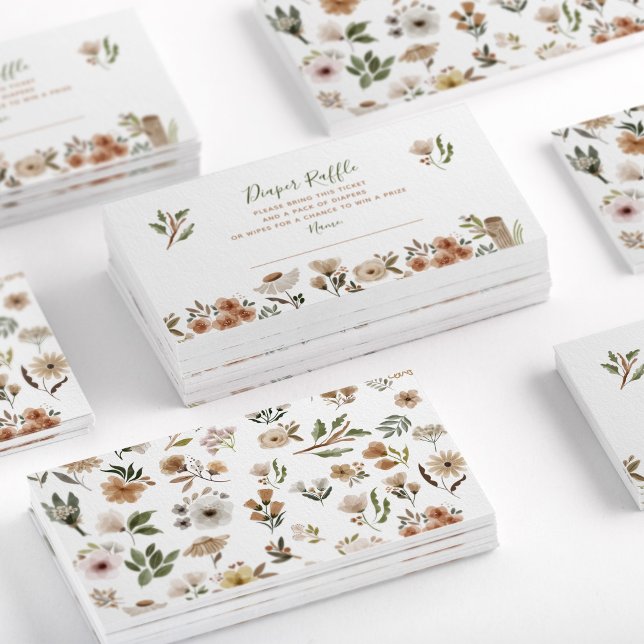 Boho Flora Baby Shower Diaper Raffle Business Card (Creator Uploaded)