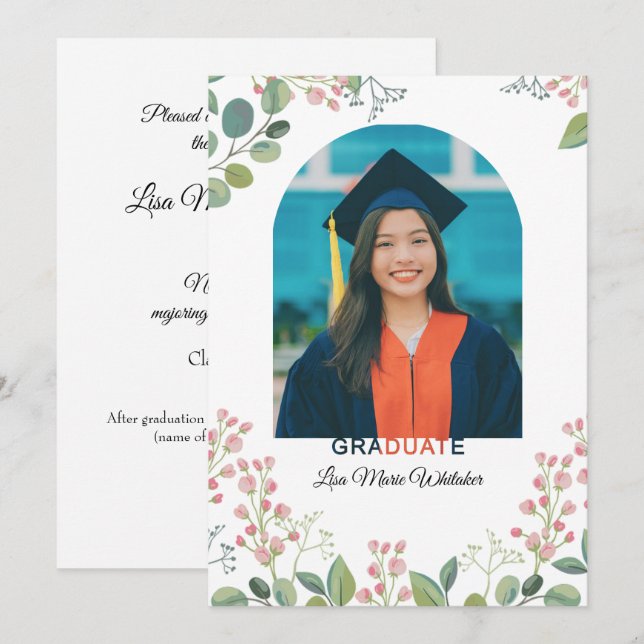 Boho Floral2 College Graduation Announcement (Front/Back)