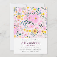 Boho Floral 74th birthday invitations