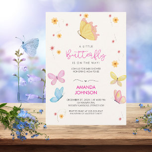 Boho Floral A Little Butterfly Baby Shower Invitation