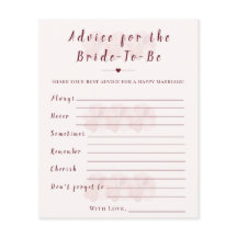 Boho Floral Advice for the Bride Shower Game Card
