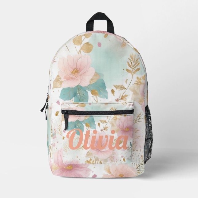 Boho Floral Aesthetic backpack (Front)