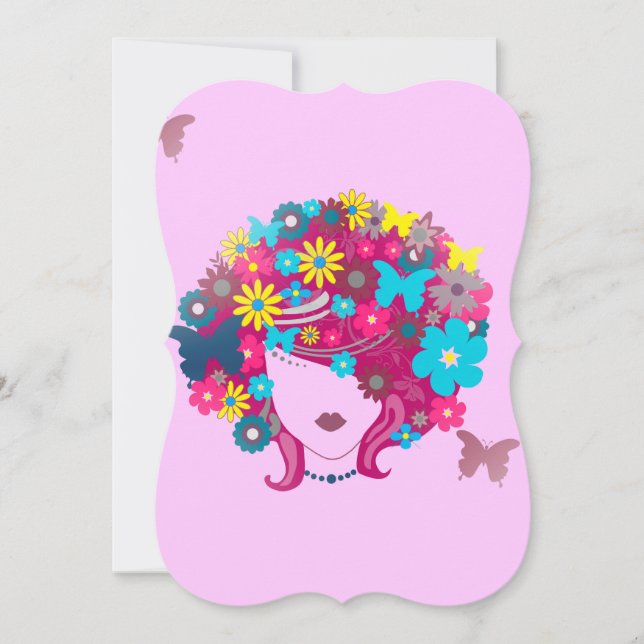 boho floral afro invitation (Front)