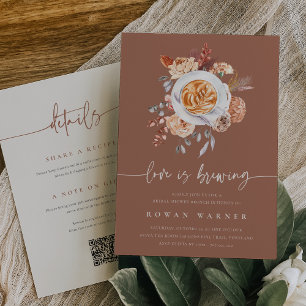 Boho Floral All in One Coffee Bridal Shower Invitation