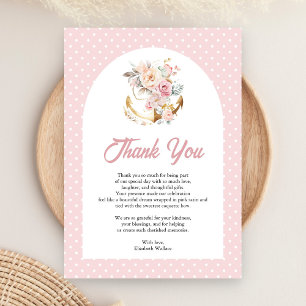 Boho Floral Anchor Girl Arch Baby Shower Thank You Card