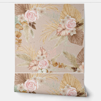 "Boho Floral and Greenery Wallpaper - Elegant Rose