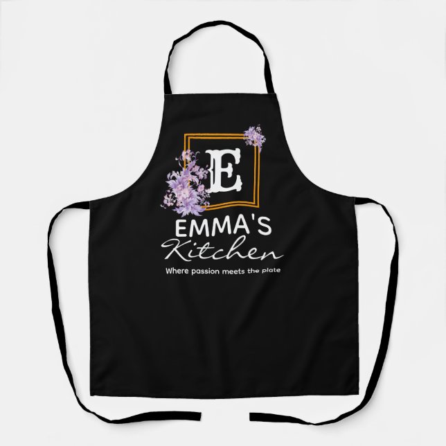 Boho Floral Apron - Custom Name Personalised Chef (Front)