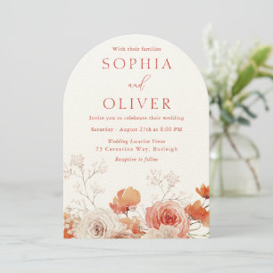 Boho Floral & Arch Fall Autumn Floral Wedding Invitation