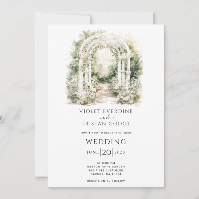 Boho Floral Arch Wedding  Invitation (Front)
