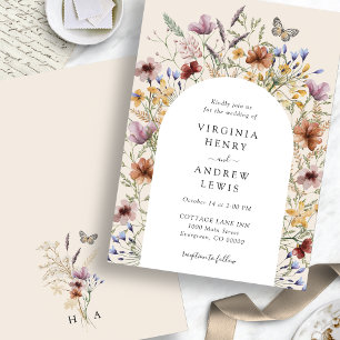 Boho Floral Arch Wedding Invitation