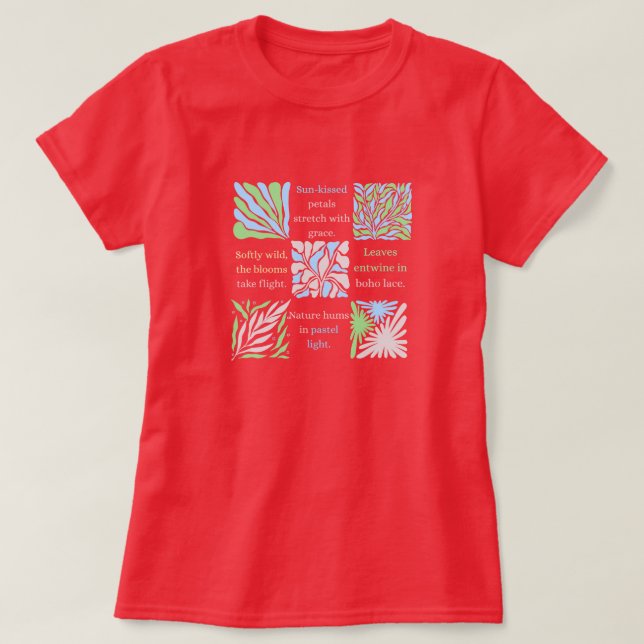 Boho Floral Art in Pastel Tones T-Shirt (Design Front)