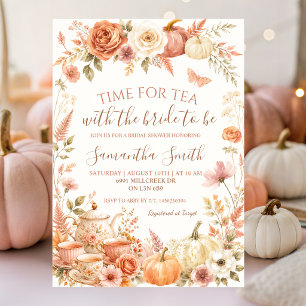 Boho Floral Autumn Time for Tea with the Bride Invitation