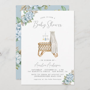 Boho Floral Baby Boy Shower Invitation