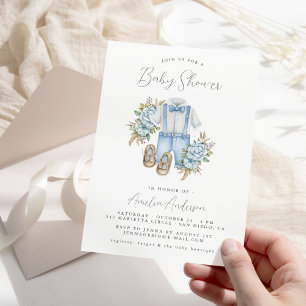 Boho Floral Baby Boy Shower Invitation