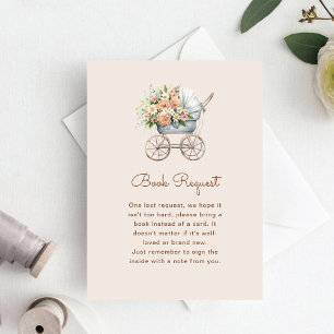 Boho Floral Baby Carriage Book Request Enclosure Card