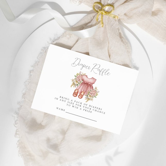 Boho Floral Baby Girl Shower Diaper Raffle Enclosure Card (Creator Uploaded)