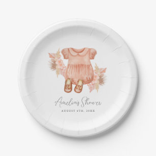 Boho Floral Baby Girl Shower Paper Plate